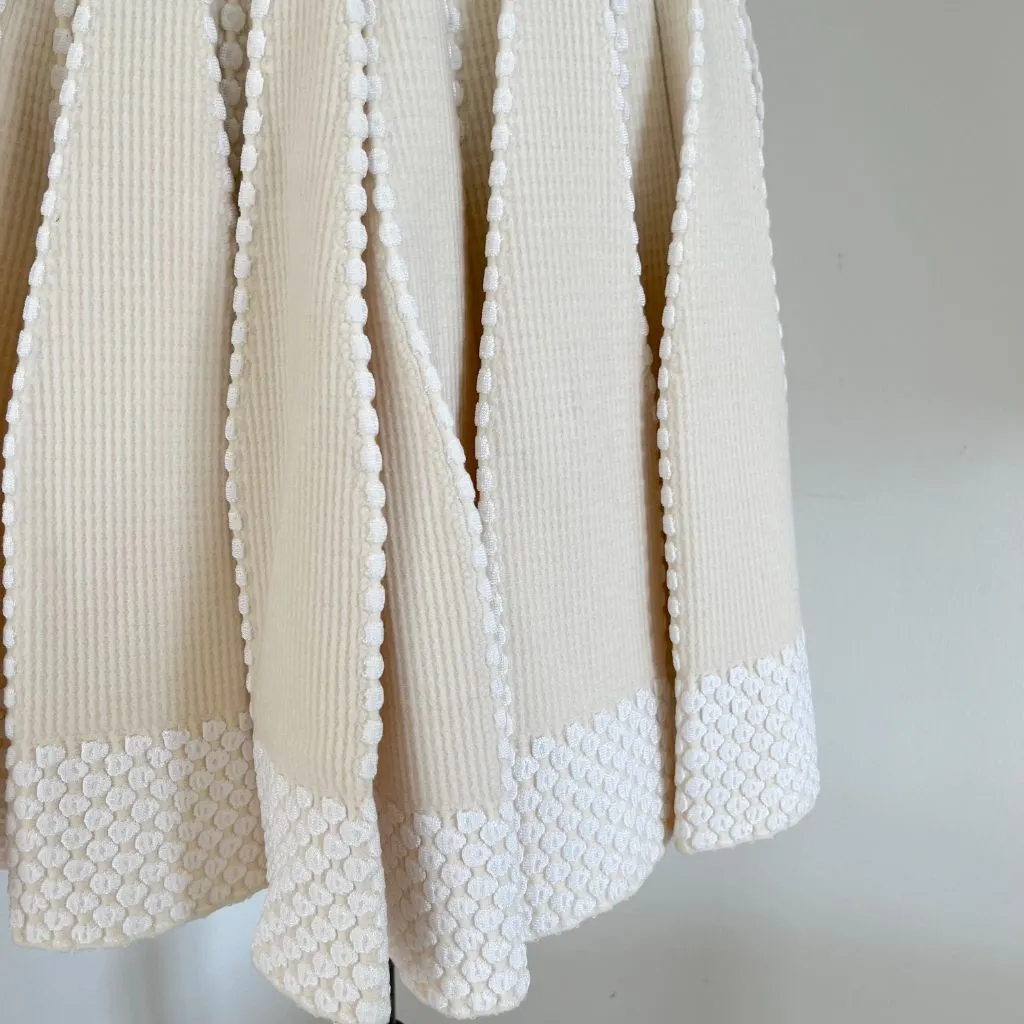 Alaia Beige and White Knitted Mini Skirt