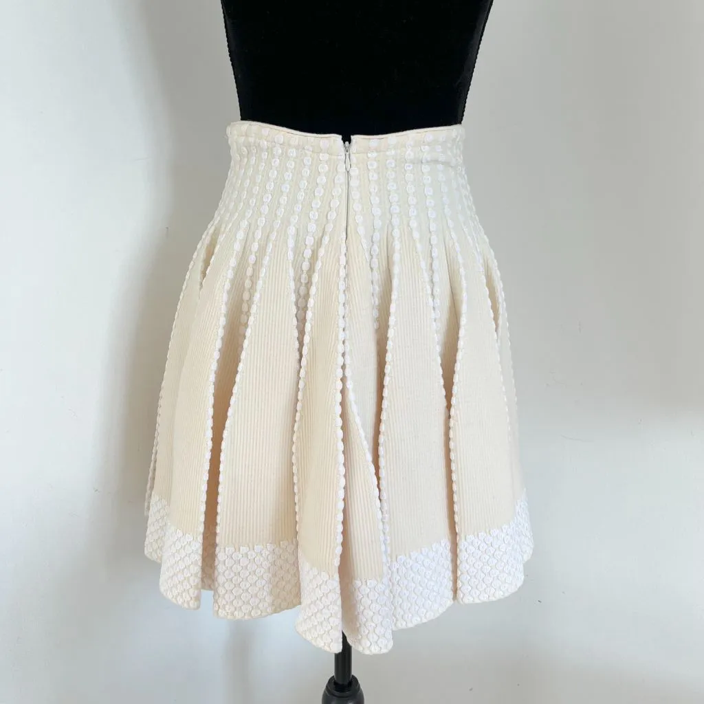 Alaia Beige and White Knitted Mini Skirt