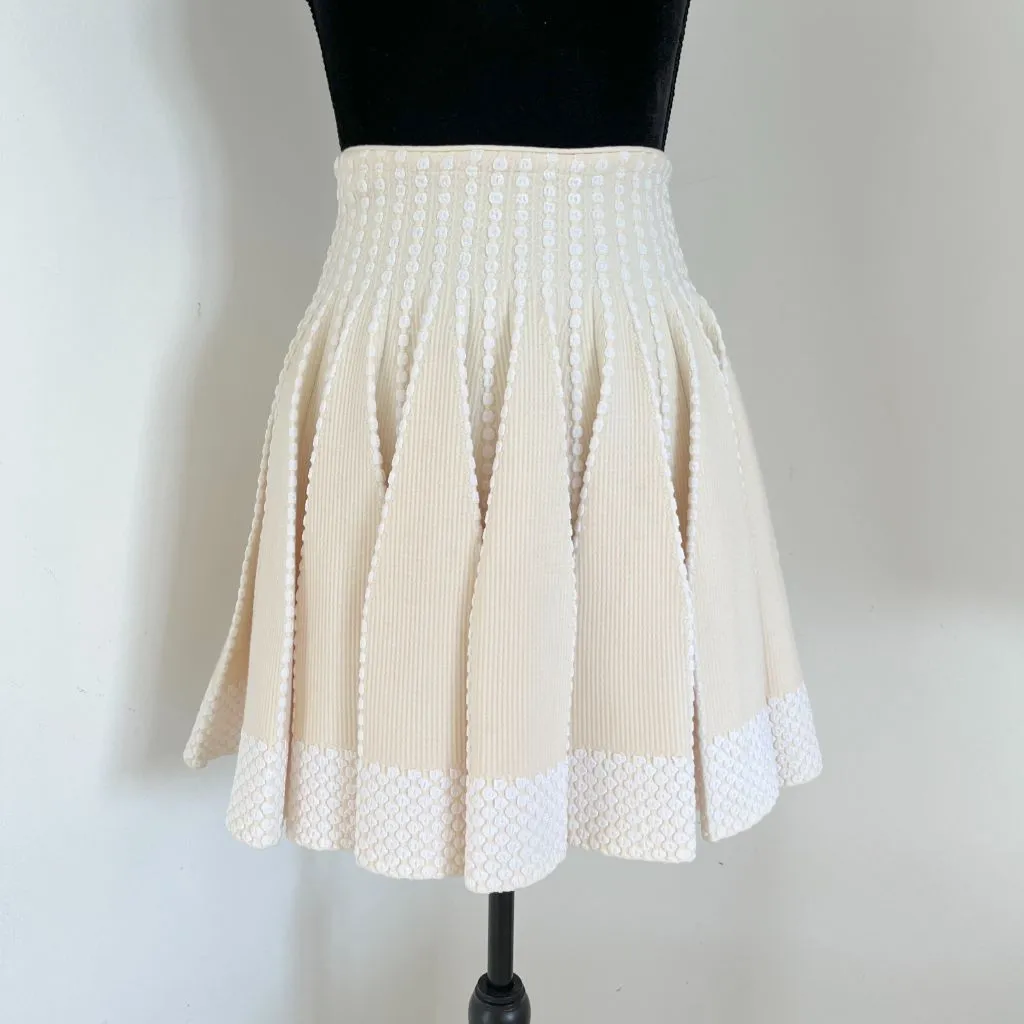 Alaia Beige and White Knitted Mini Skirt