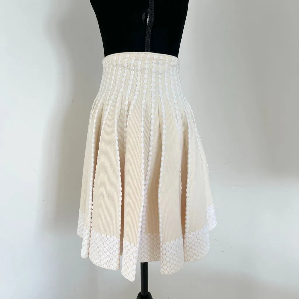 Alaia Beige and White Knitted Mini Skirt
