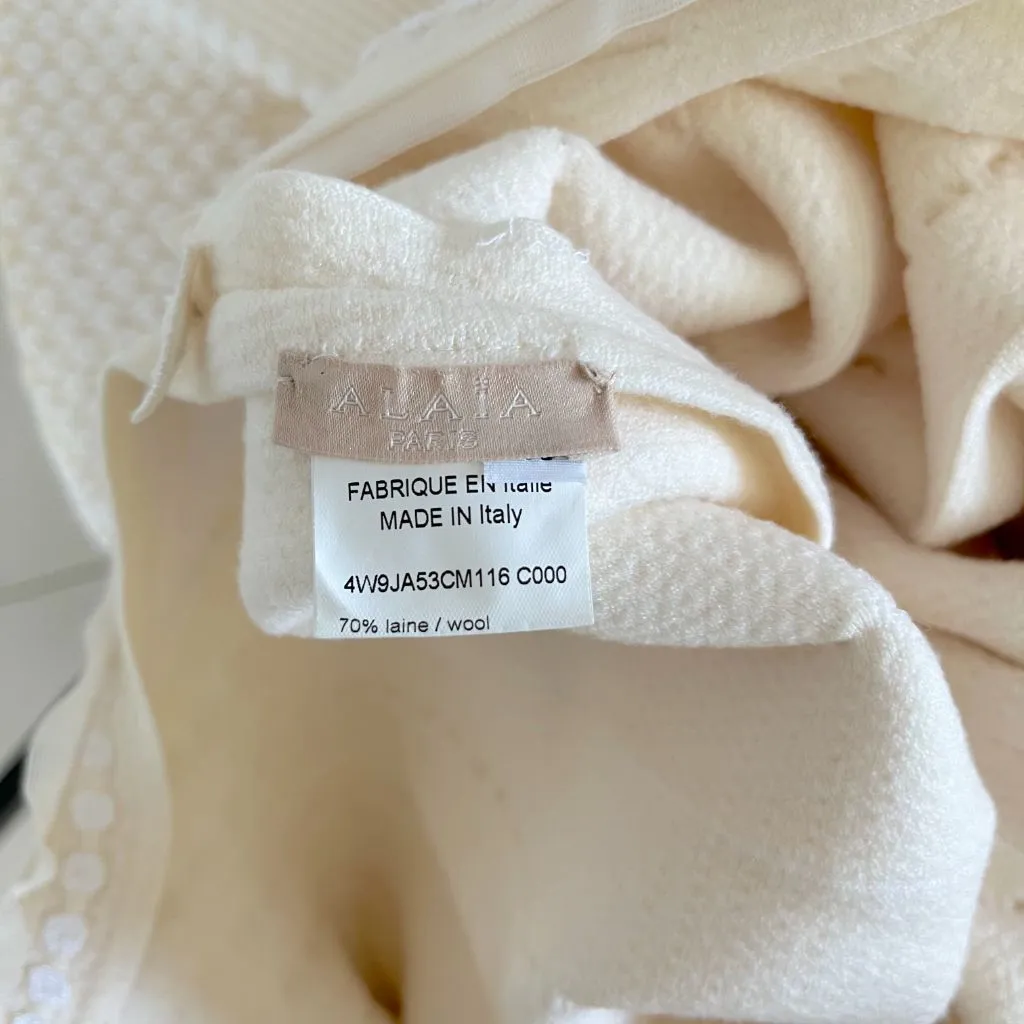 Alaia Beige and White Knitted Mini Skirt
