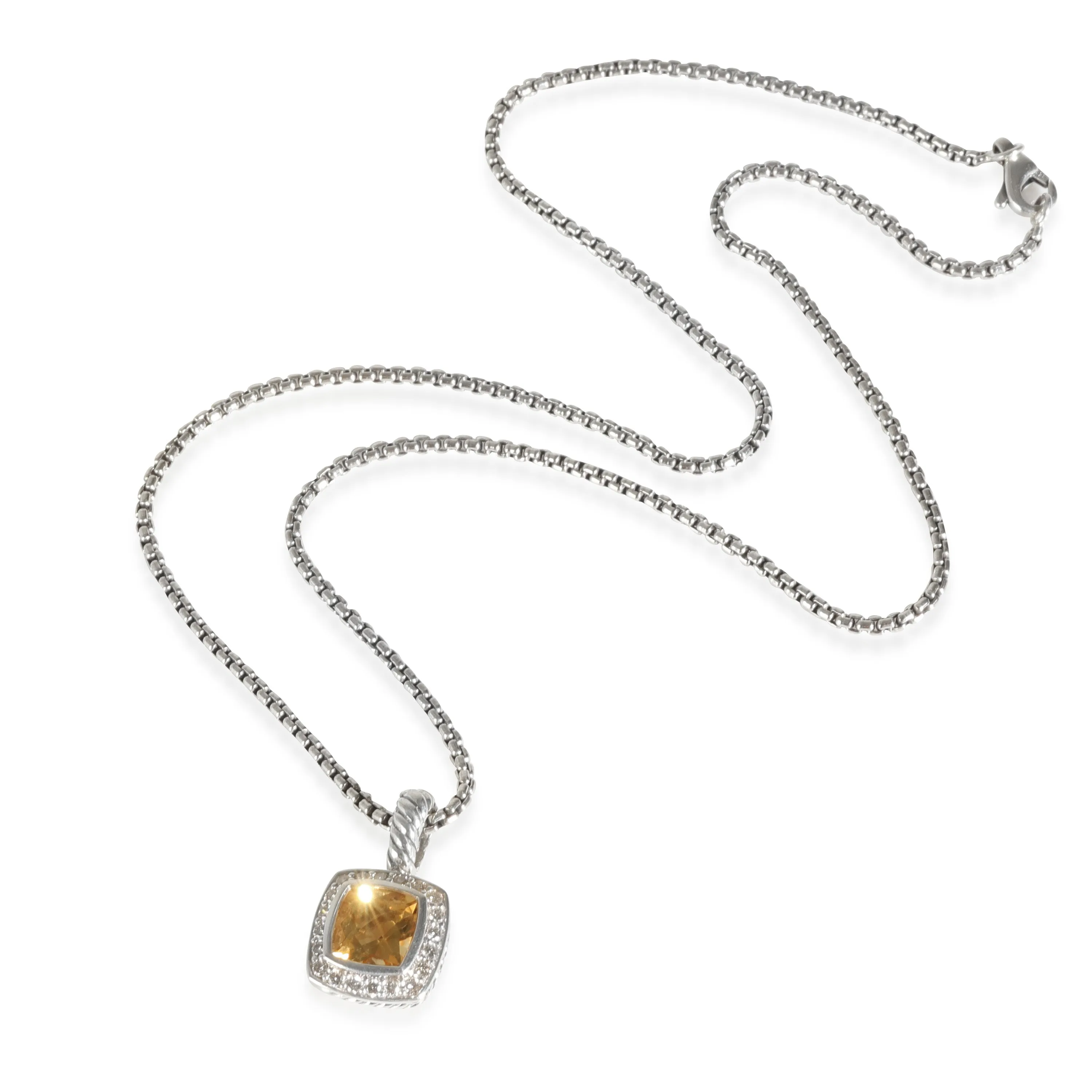 Albion Citrine Diamond Pendant in  Sterling Silver 0.17 CTW