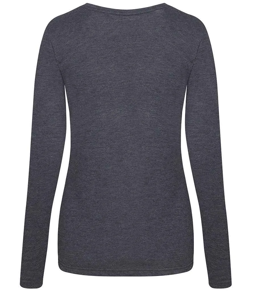 AWDis Ladies Long Sleeve Tri-Blend T-Shirt | Heather Charcoal