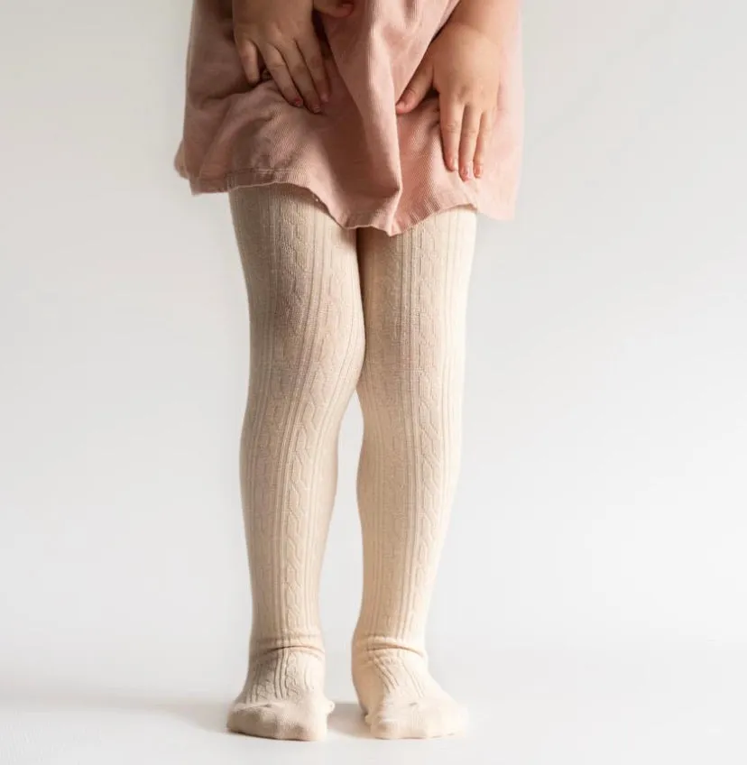 Cable Knit Tights - Vanilla