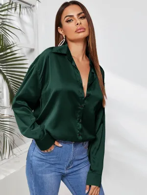 Parien Button Up Curved Hem Blous( CLEARANCE SALE